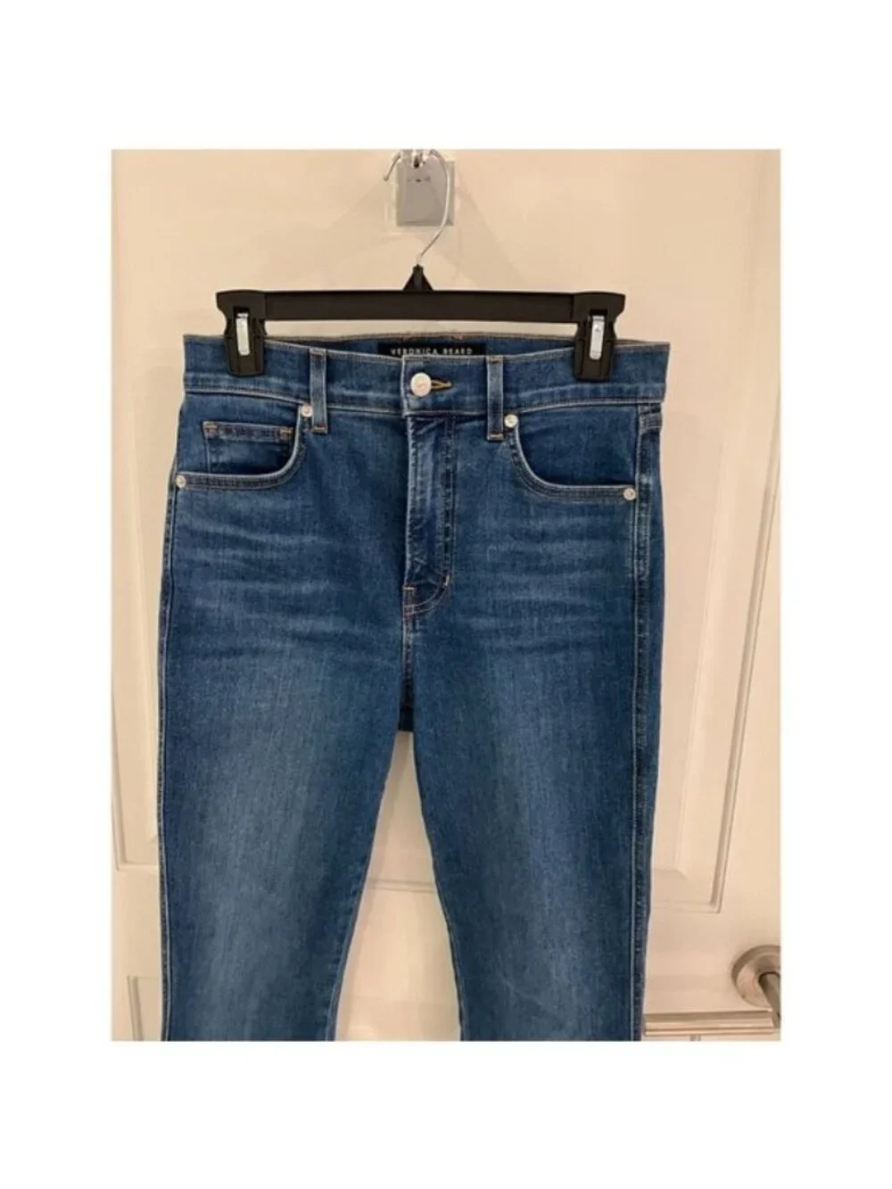 NWOT Veronica Beard‎ Carson Ankle Flare High Rise Raw Hem Blue Jeans Size 28
